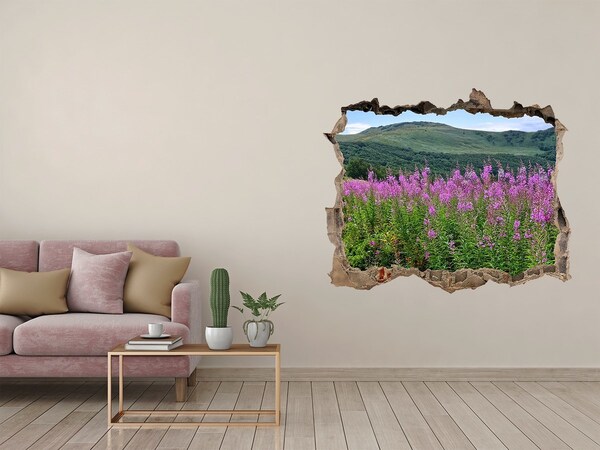 Hole in the wall sticker Floral landscape in the mountains