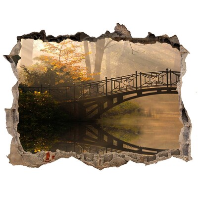 Hole in the wall sticker A bridge in a foggy park