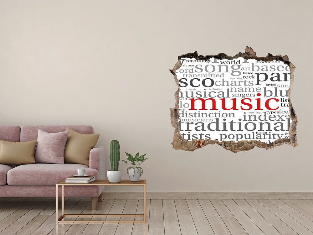 3D wall hole wallpaper Musical genres