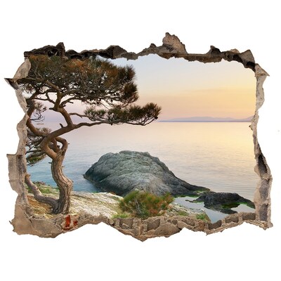 Hole in the wall sticker Seaside view at sunset