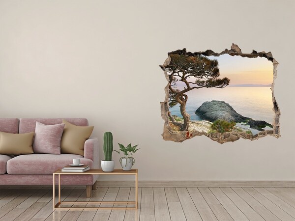 Hole in the wall sticker Seaside view at sunset