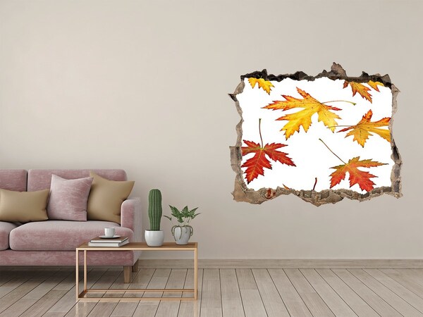 Hole in the wall decal Autumn scenery with leaves