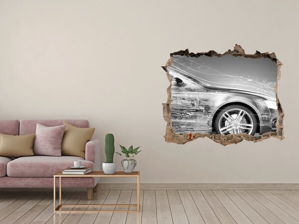 Hole in the wall sticker A car is moving through a wall