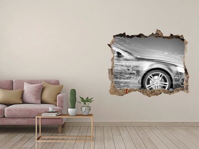 Hole in the wall sticker A car is moving through a wall