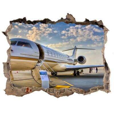 Hole wall sticker Luxury jet at the airport