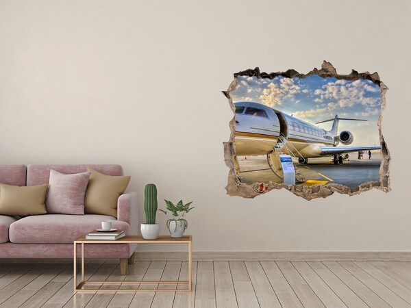Hole wall sticker Luxury jet at the airport