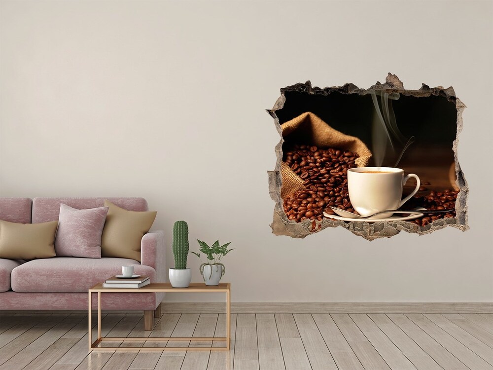 Hole in the wall decal Coffee in a cup