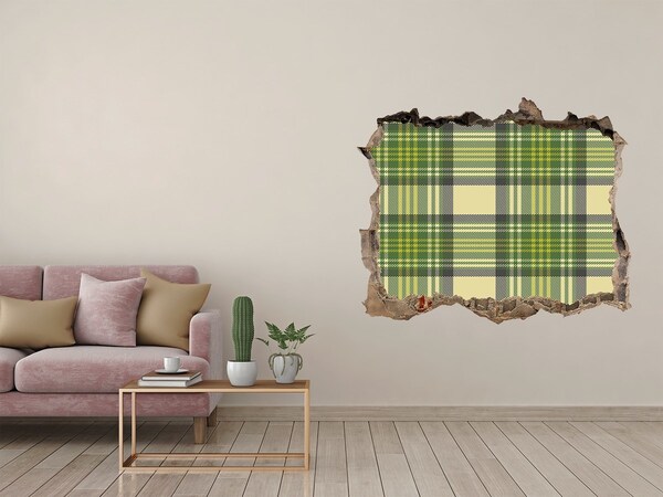Hole wall sticker Green checkered pattern