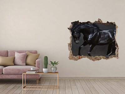 Hole wall sticker A dark horse in motion