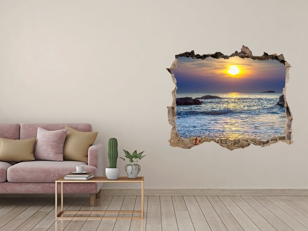 Hole wall sticker Sunset over the sea