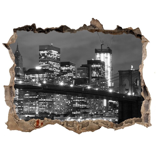 3D wall hole wallpaper View of New York at night