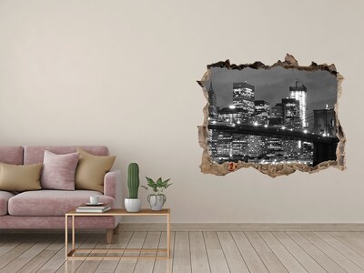 3D wall hole wallpaper View of New York at night
