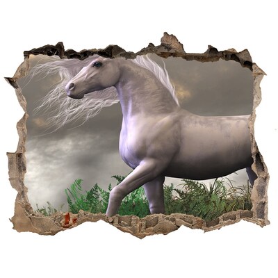 Hole wall sticker Gray unicorn