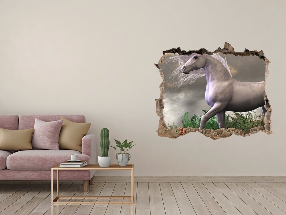 Hole wall sticker Gray unicorn