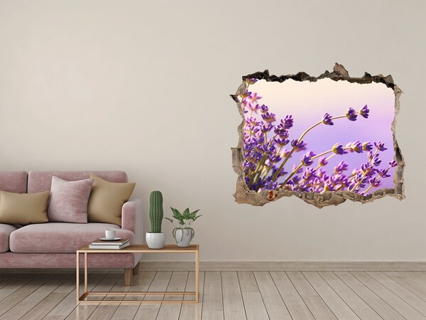 Hole in the wall sticker Lavender flowers in the morning light