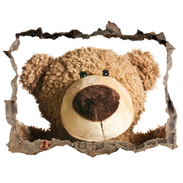 Hole in the wall sticker Smiling Teddy Bear in a Hole in the Wall