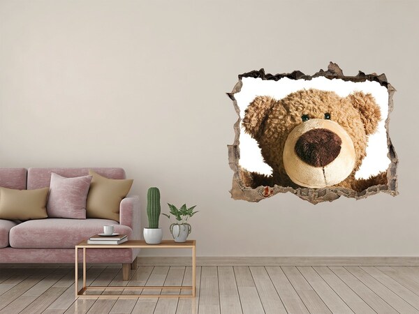 Hole in the wall sticker Smiling Teddy Bear in a Hole in the Wall