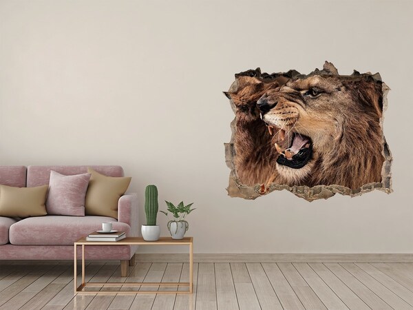 Hole in the wall decal Roaring lions