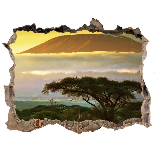 Hole in the wall sticker African landscape with trees