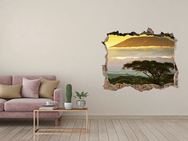 Hole in the wall sticker African landscape with trees
