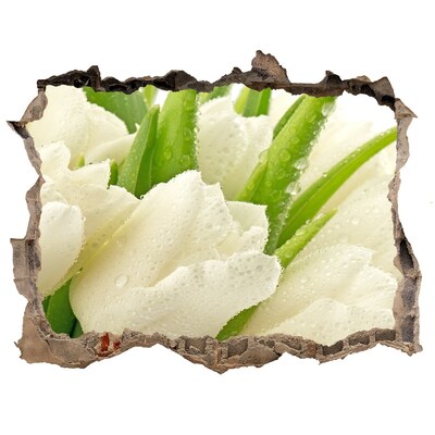 Hole in the wall decal White tulips