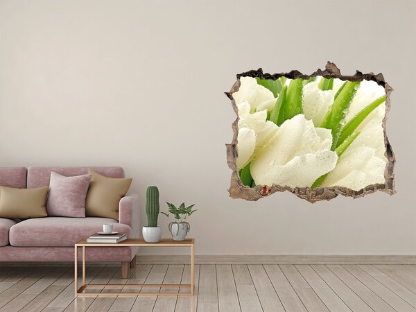 Hole in the wall decal White tulips