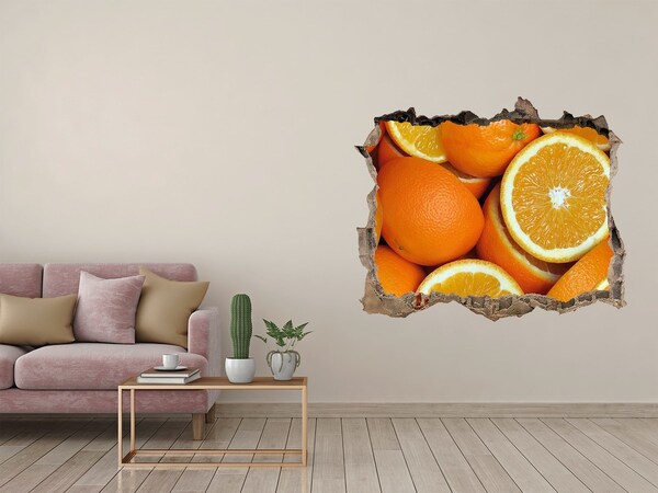 Hole in the wall sticker Fresh oranges in a hole in the wall