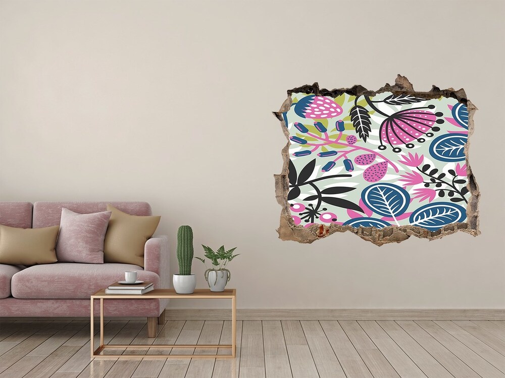 Hole in the wall sticker Floral pattern