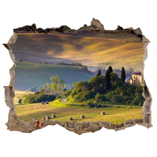 3D wall hole wallpaper The idyllic landscape of Tuscany