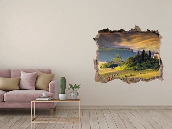 3D wall hole wallpaper The idyllic landscape of Tuscany