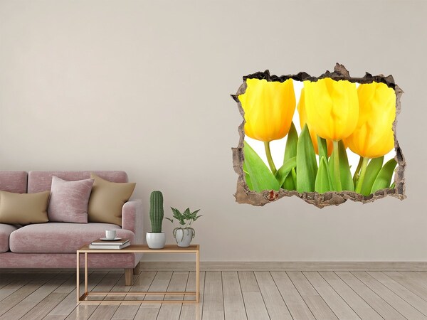 Hole in the wall decal Yellow tulips