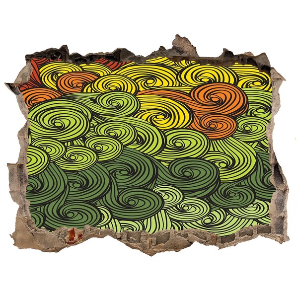 3D wall hole wallpaper Colorful swirls on the wall