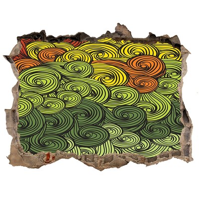 3D wall hole wallpaper Colorful swirls on the wall