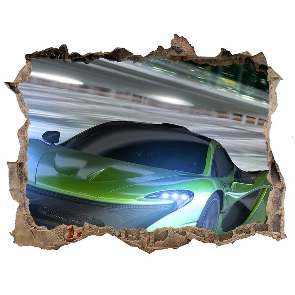 3D wall hole wallpaper Sports car in action