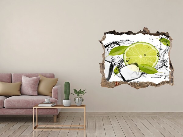 Hole wall sticker A refreshing cocktail with lime