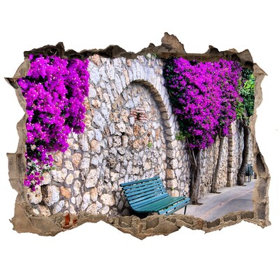 Hole wall sticker Flower alley in the stone wall