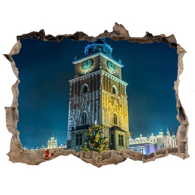Hole wall sticker Clock Tower in Krakow