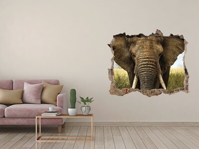 Hole wall sticker Elephant in the savanna