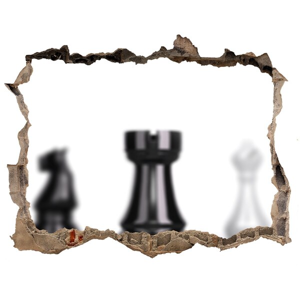 3D wall hole Playing chess through a hole in the wall