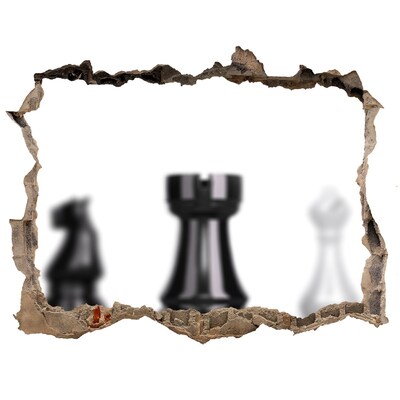 3D wall hole Playing chess through a hole in the wall