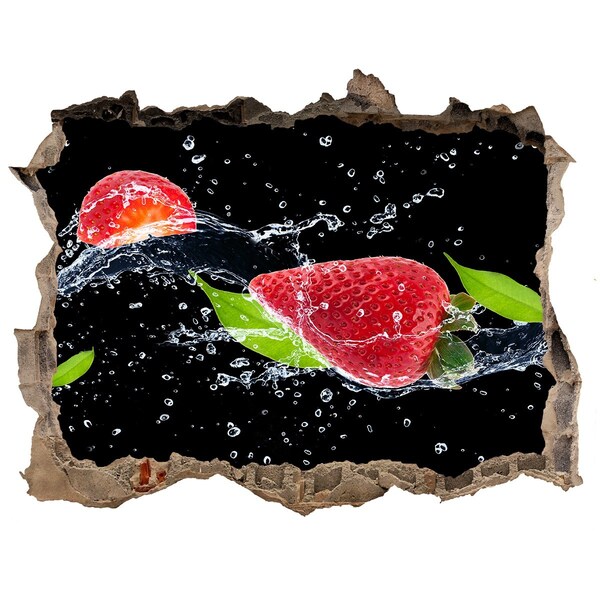 3D wall hole Strawberry in water