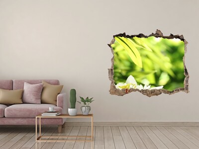 Hole wall sticker A flower in a green garden