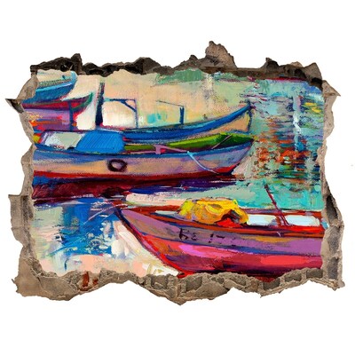 3D wall hole Colorful boats