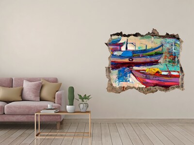 3D wall hole Colorful boats