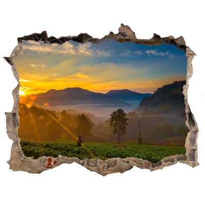 Hole in the wall sticker Sunset in the mountains