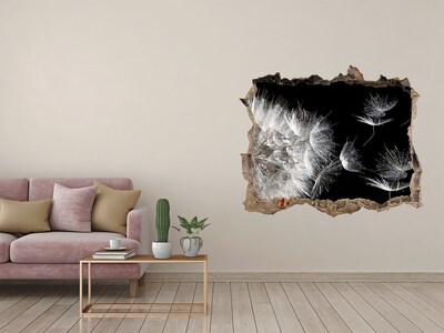 Hole wall sticker Dandelions in black space