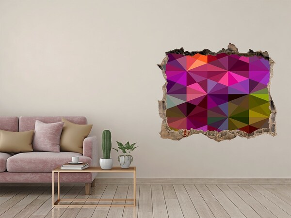 3D wall hole wallpaper Colorful Stained Glass in the Hole in the Wall