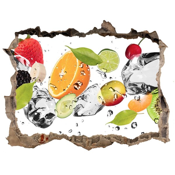 Hole wall sticker Fruit cocktail in a waterfall