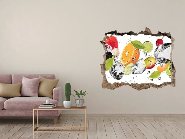 Hole wall sticker Fruit cocktail in a waterfall
