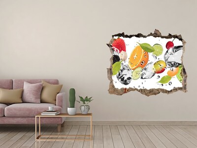 Hole wall sticker Fruit cocktail in a waterfall